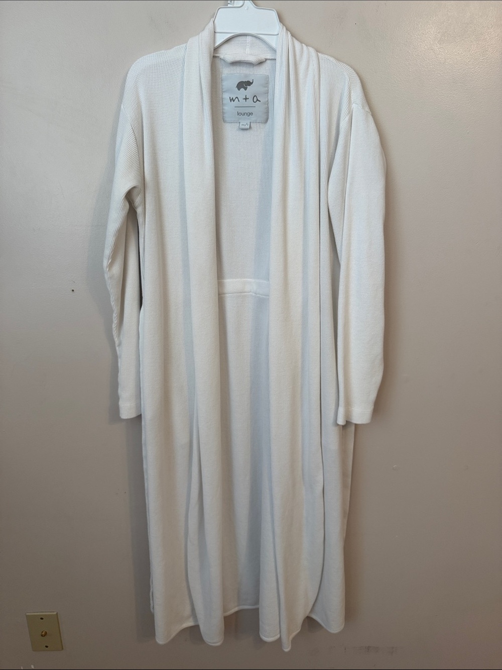 Monica and Andy M+A 100% Organic Cotton Maternity Lounge Robe Waffle Knit M/L